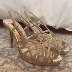 Nina New York Sparkle Gold Strappy Heel